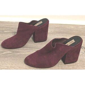 Steve Madden Women's Maroon Leather Slip On Heel Mule Shoes Size 7.5M